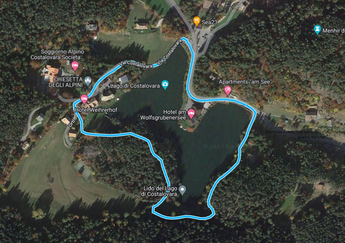Tracciato Google Street View Lago Costalovara Renon (BZ) - Virtualvr.it Bozzetta Gabriele Web Promotions Cavalese